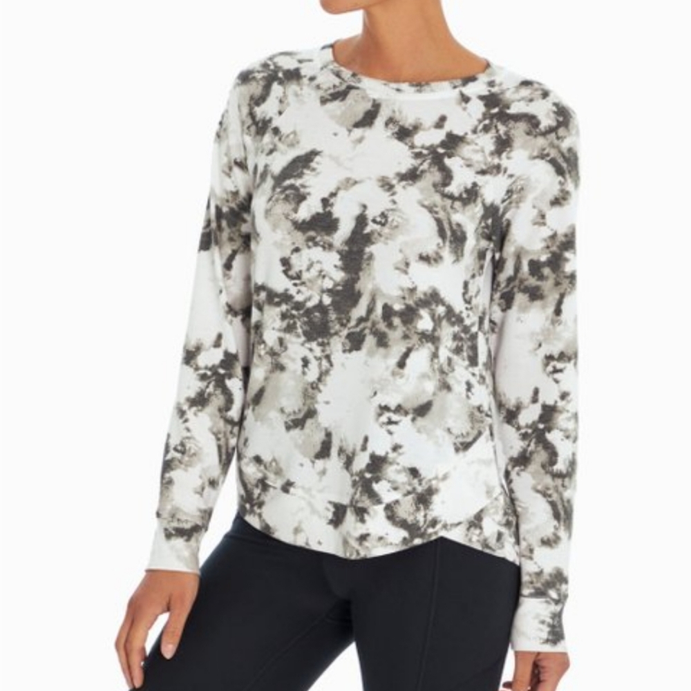 Balance Collection  White Gray Tie-Dye Haze Maison Long-Sleeve Top Size XL